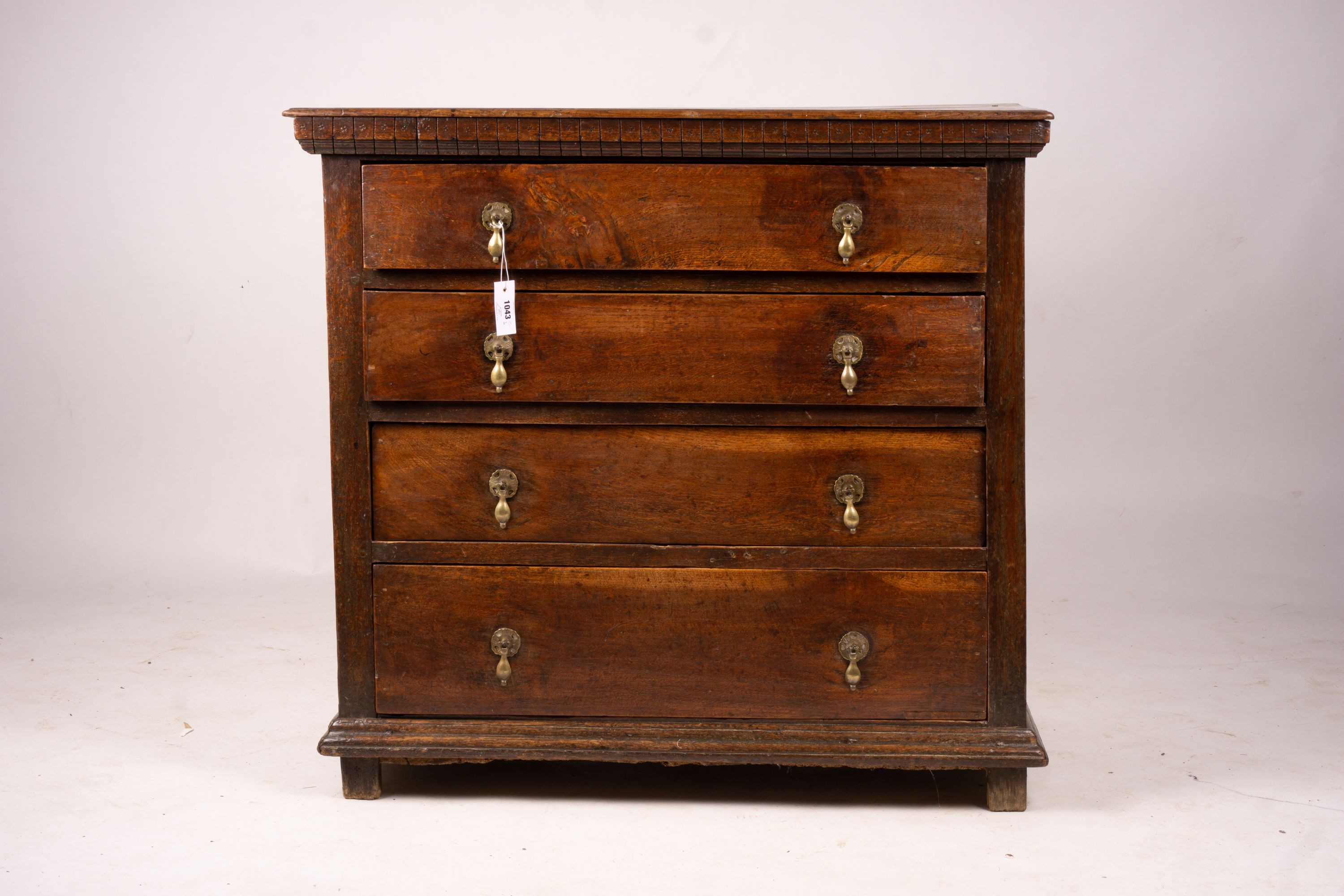 A 17th / late 18th century four drawer chest, length 100cm, depth 57cm, height 94cm